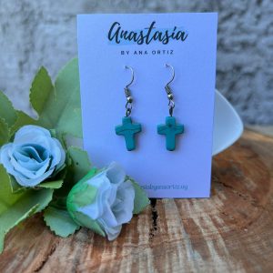 Caravanas cruz turquesa